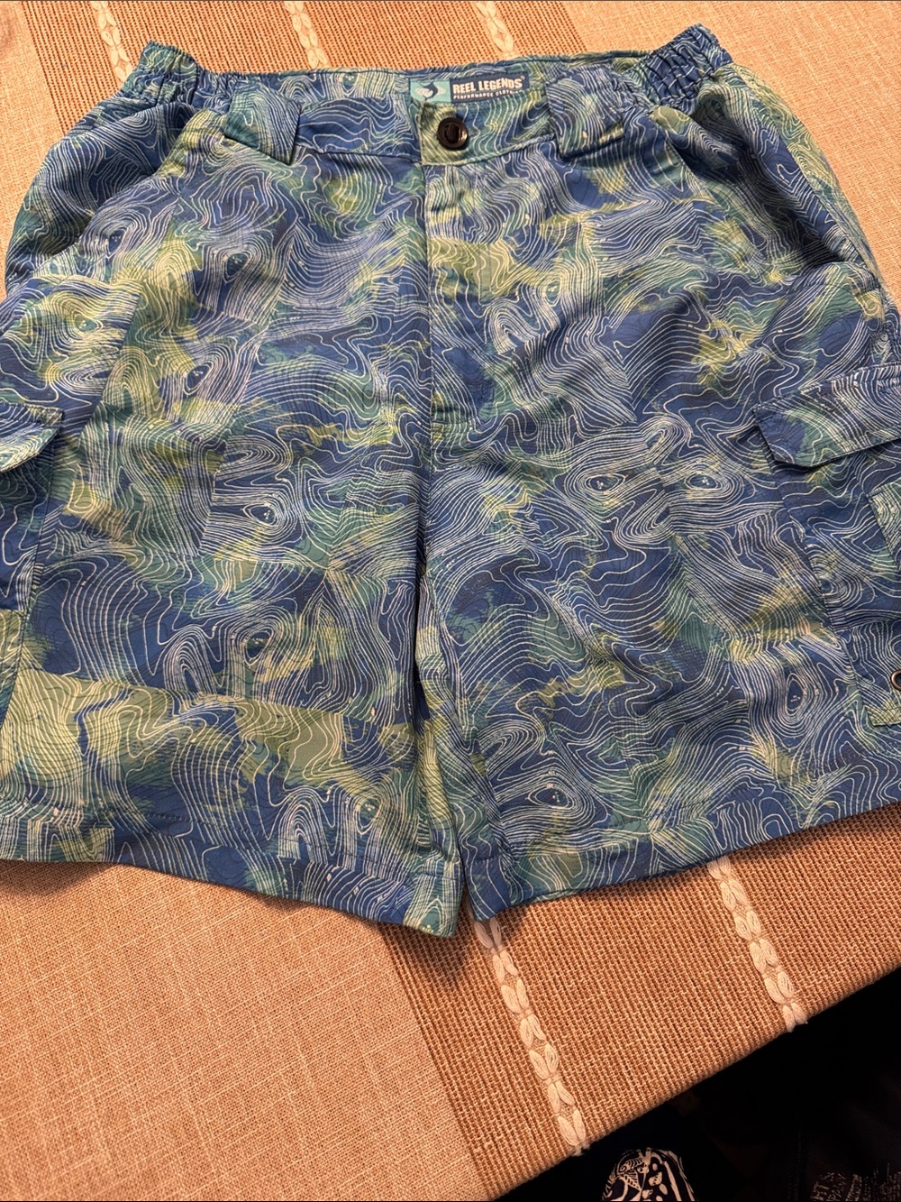 Reel Legends Blue & Green Topographic Swim Trunks